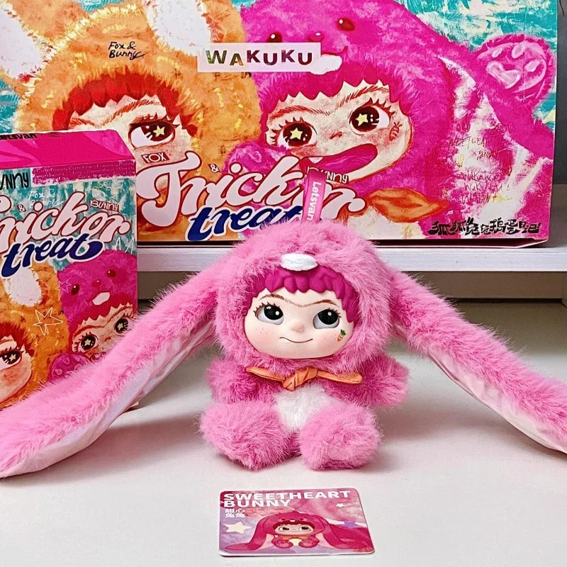 Wakuku V2 Blind Box Fox & Bunny Trick Or Treat Series Vinyl Doll Suprise Bag Keychain Trendy Toys Mystery Box Customized Gifts