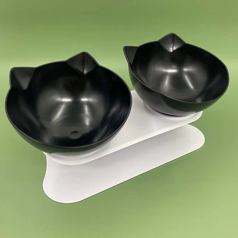 Cat Bowls, Cat Food Bowls Elevated Tilted, Anti Vomiting Kitty Bowl for Puppy and Bunny, Orthopedic for Indoor Cats