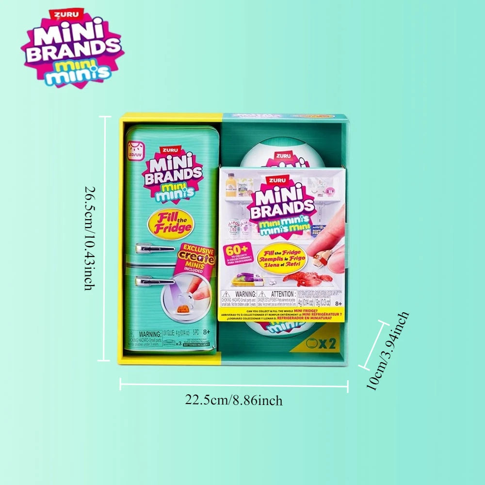 ZURU Original Fill The Fridge Mini Refrigerator Set Mini Brands Ball Series Blind Box Mystery Box Play House Toy Decor Gifts