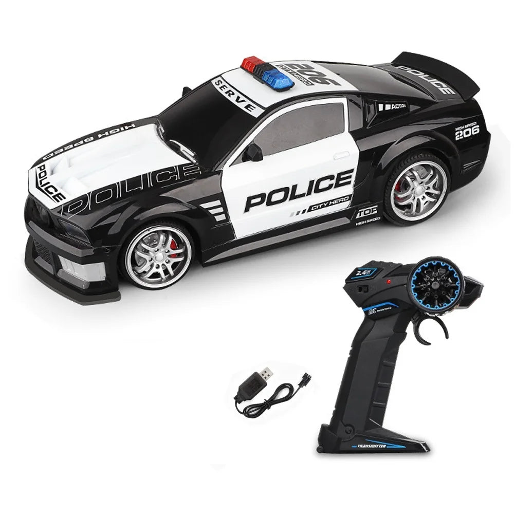 1/12 Big 2.4GHz Super Fast Police RC Car Remote Control Cars Toy with Lights Durable Chase Drift Vehicle toys for boys kid Child