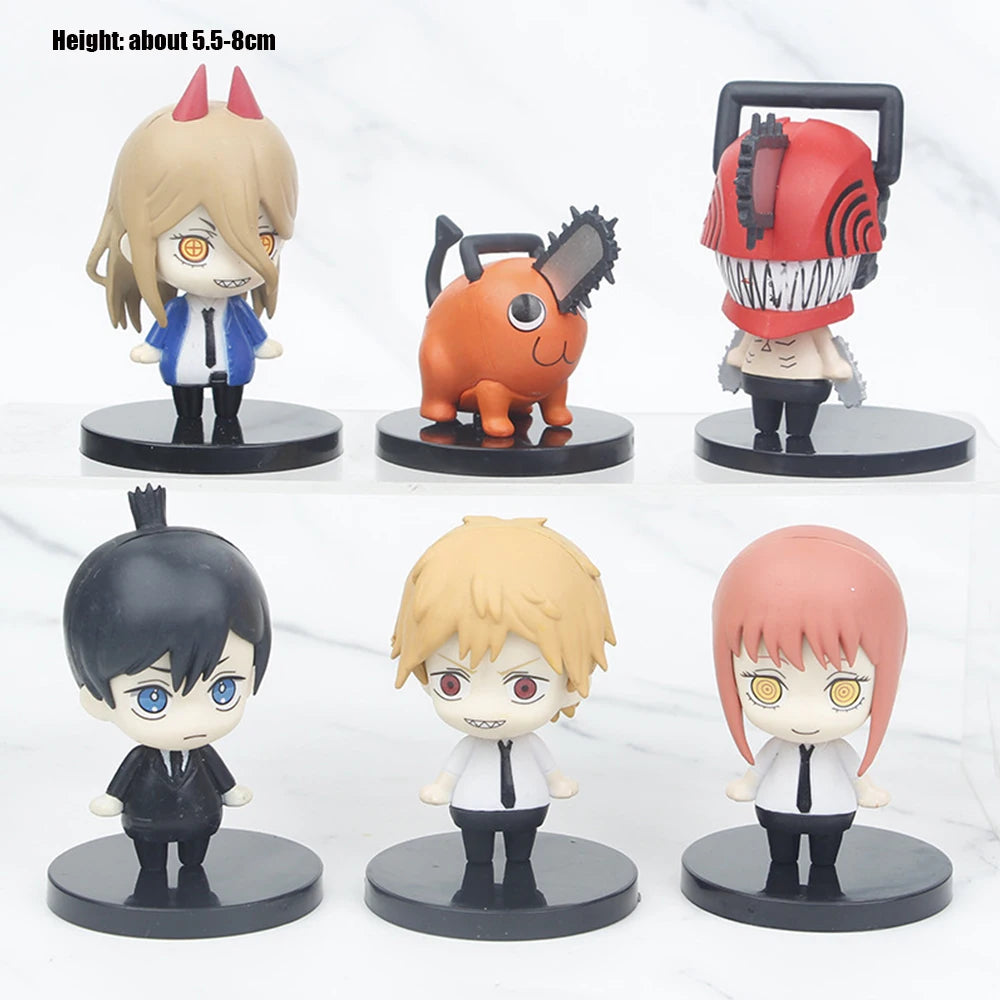 Hot 6Pcs-Set Chainsaw Man Anime Figure PVC Denji Pochita Collection Action Figures Model Set Toys Anime Dolls Kids Gift