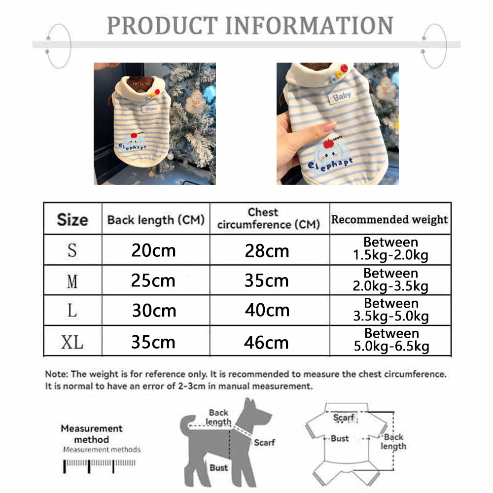 Striped Puppy Shirt Dog Summer Vest Cute Thin Vest for Dogs Chihuahua Bichon Witer Cat Undershirt Cat Sweatshirt Clothing