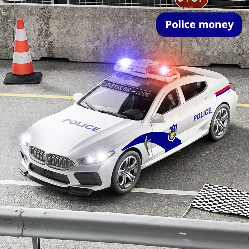 1:32 Simulation BMW M8 Police Car Car Model Car With Sound and Light High Simulation Kids Gift Collection Kids Gifts