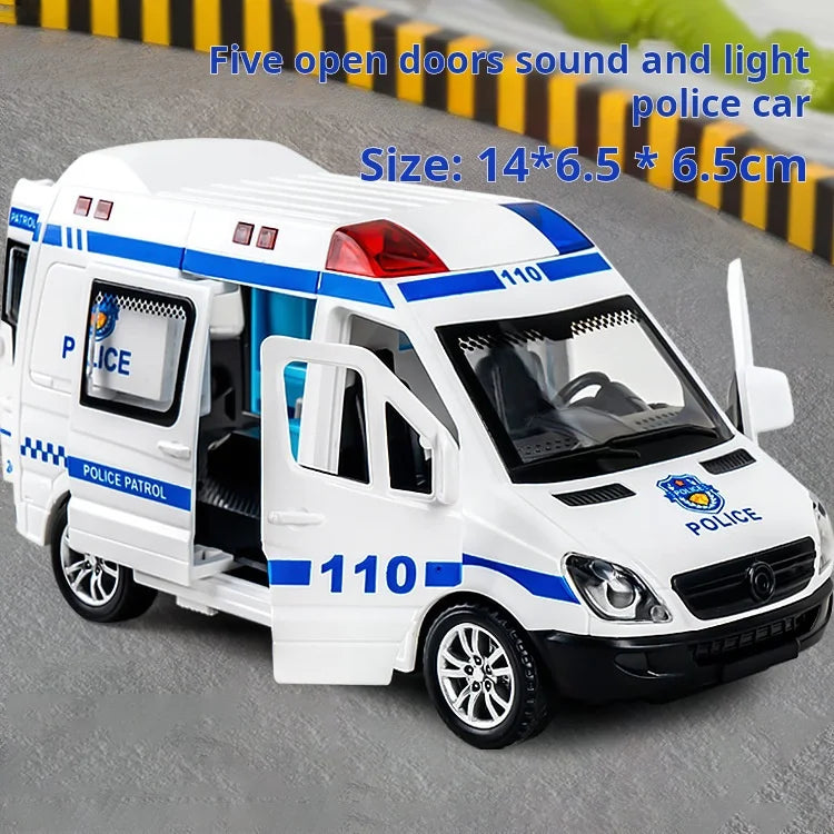 1:32 Mini Car Model Diecast Gifts Ambulance Fire-Truck Policecar Model Sound And Light Vehicle Simulation Collection Toys