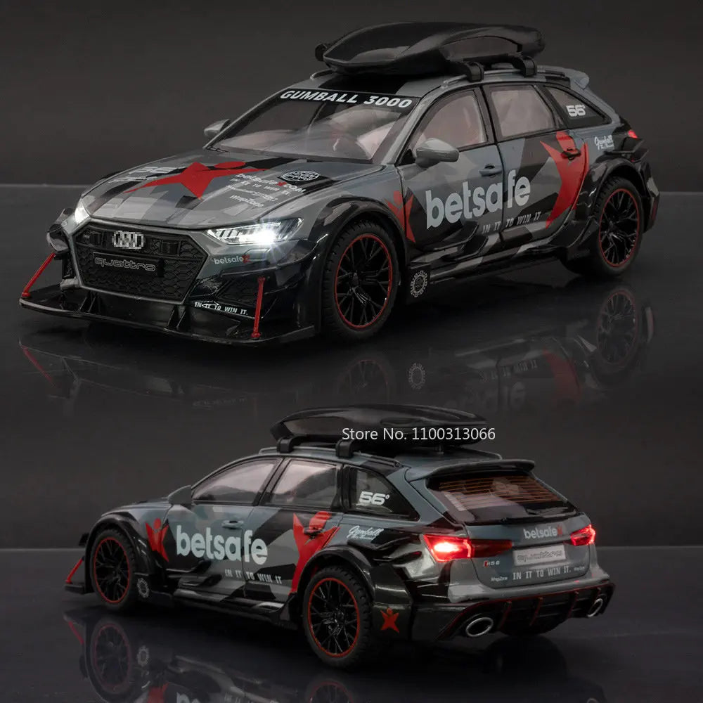 1/24 Audi RS6 Modified Vehicles Car Model Toys Alloy Diecast  With Pull Back Light & Sound Model Cars Boys Gifts For Children