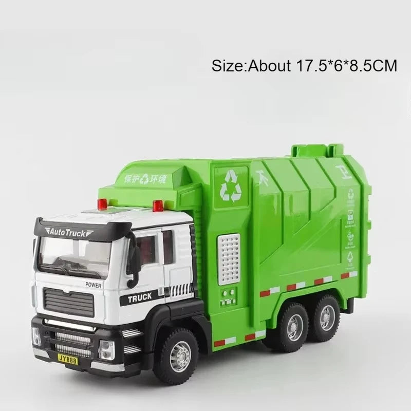 1:50 Electric Vacuum Cleaner Sweeper Garbage Truck Model Toy Alloy Diecast Light Sound Engineering Vehicle Gifts for Children