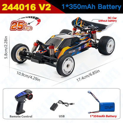 WLtoys 244016 V2 2.4G High Speed Racing Car 2WD 25KM/H 1:24 Gyro Full Scale Remote Control Car Competitive Vehicle Toys For Kid