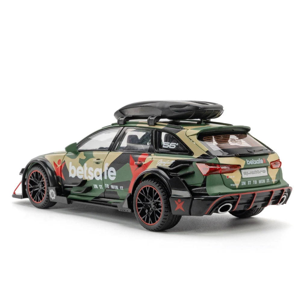 1/24 Audi RS6 Modified Vehicles Car Model Toys Alloy Diecast  With Pull Back Light & Sound Model Cars Boys Gifts For Children