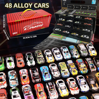Gift box version: 48-piece alloy car set, children's toy car, tin car, racing model, classic car model, Christmas gift