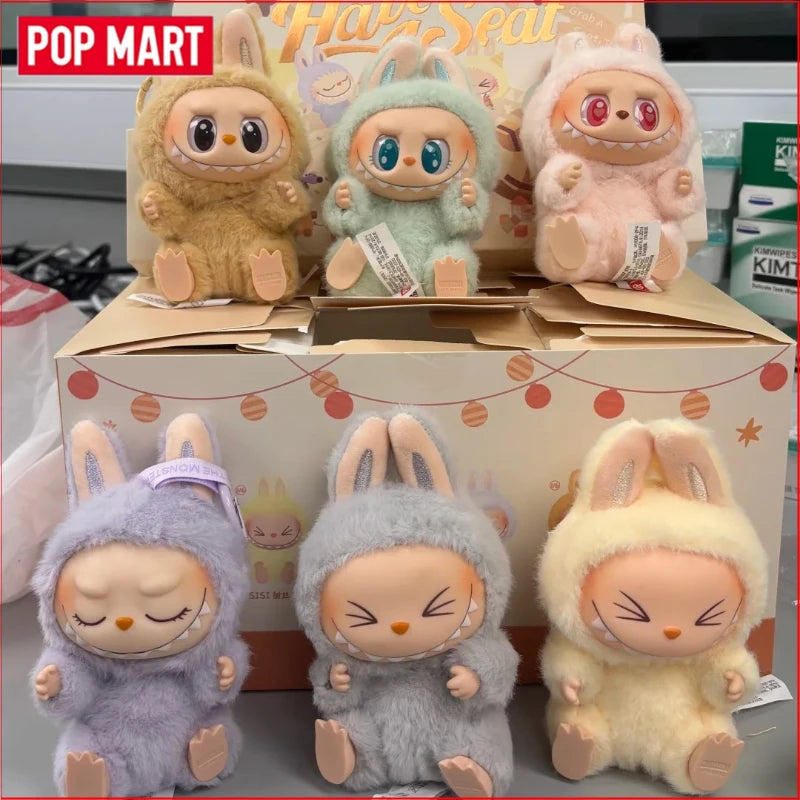 POP MART LABUBU  THE MONSTERS × Sanrio Characters Macaron  Front High Energy Have A Seat Cola Series Vinyl Plush Blind Box