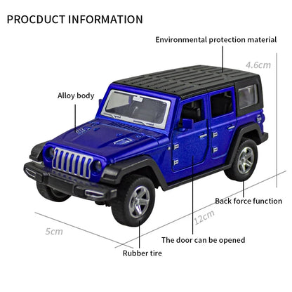 Bagged 1:36 alloy JEEPS Wrangler pull-back off-road car toy imitation off-road pull-back car, boys and children toys