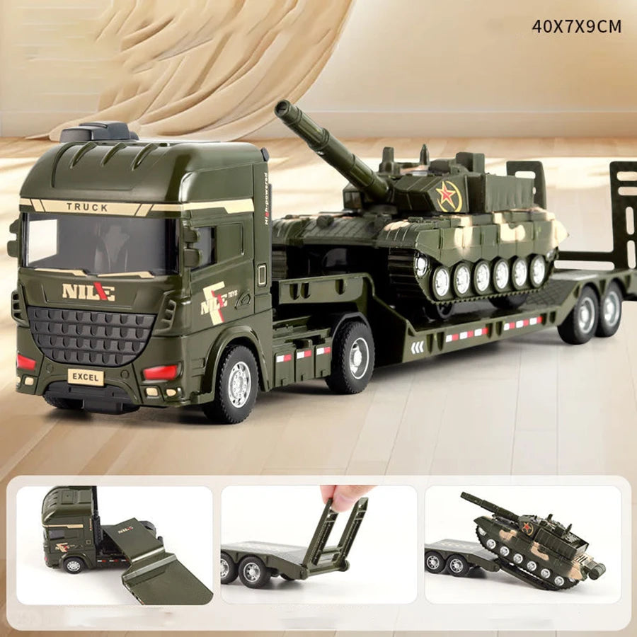 1pcs Scale-carrier container engineering set vehicle excavator transport truck model inertial car education toys gift for childr