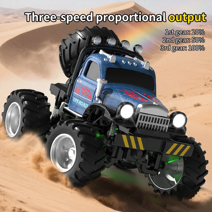 Q222 Q223 1:64 Mini RC Truck with Trailer Monster-Regulating Alloy All Terrain Remote Control Model Cars Toys for Kids Gift