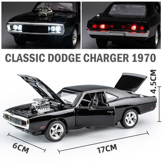 1:32 Simulation 1970 Dodge Charger Alloy Sports Car Model Pull Back Luxury Car Children's Toy Gift Ornaments