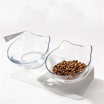 Cat Bowls, Cat Food Bowls Elevated Tilted, Anti Vomiting Kitty Bowl for Puppy and Bunny, Orthopedic for Indoor Cats