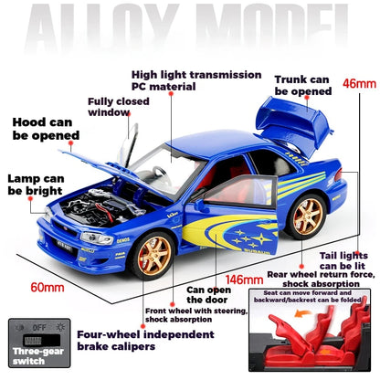 JDM 1/32 Subaru Impreza WRX STI Supercar Diecast Model Alloy Metal Car Classic Love Collection Hobby Birthday Gifts With Friend