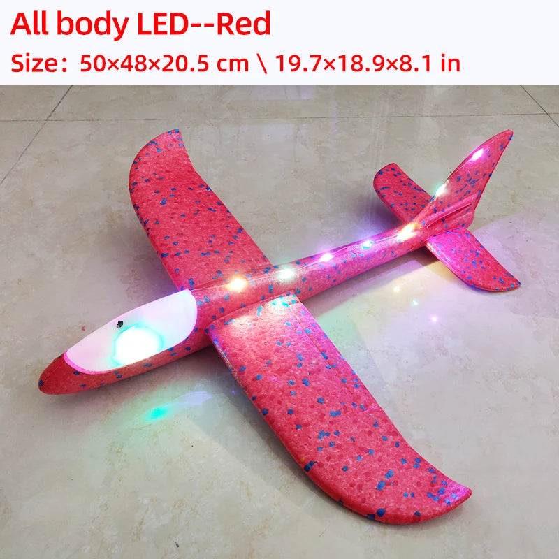50/33CM Big Flash Glider Foam Plane Hand Throw Light Inertial AirPlane Outdoor Launch Fun of Kids Toys for Children Boys Gift