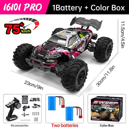WLtoys 16101 Pro 1:16 75KM/H 4WD RC Car With LED Light 2.4G Remote Control Cars High Speed Drift Monster Truck for Children Gift