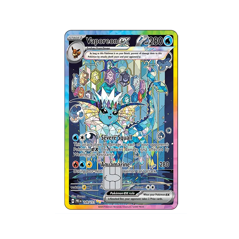 Sv8a PTCG Eevee Credit Card Skin Stickers Eeveelution Series Sticker for VISA Credit Card Debit Beautify Decoration No Residue