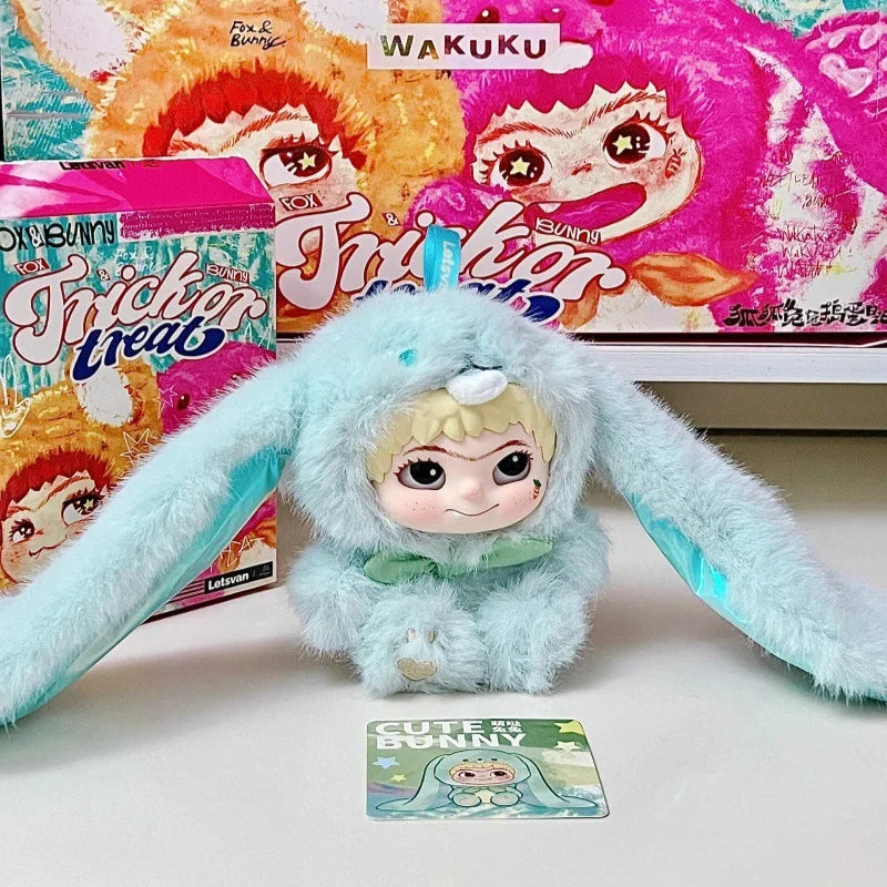 Wakuku V2 Blind Box Fox & Bunny Trick Or Treat Series Vinyl Doll Suprise Bag Keychain Trendy Toys Mystery Box Customized Gifts