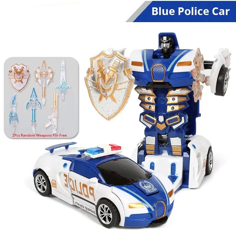 2 in 1 One-key Collision Deformation Car Toys Automatic Transformation Robot Plastic Vehicles Boys Toy Model Car Kids Baby Gift