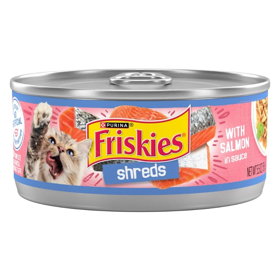 Purina Shreds With Salmon in Sauce Wet Cat Food 5.5 oz Can 24 Pack Salmon Color High-Quality Protein for Cats