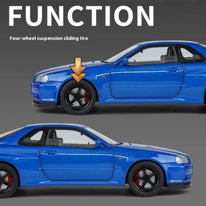 Nissan Skyline GT-R R34 1:18 Scale Alloy Die-Cast Model Car – Highly Detailed Collectible Replica - Boys' Gift Selection