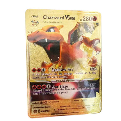 2025 NEW Pokemon Metal Card 10000 Points Arceus Charizard Super Card Golden English Mewtwo Vmax GX EX Anime Collection Cards Gif