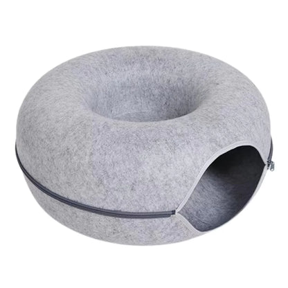 Interactive Round Cat Tunnel Donut Nest Felt Kittens Bed House Scratcher Sleeping Cushion Pet Toy for Cats