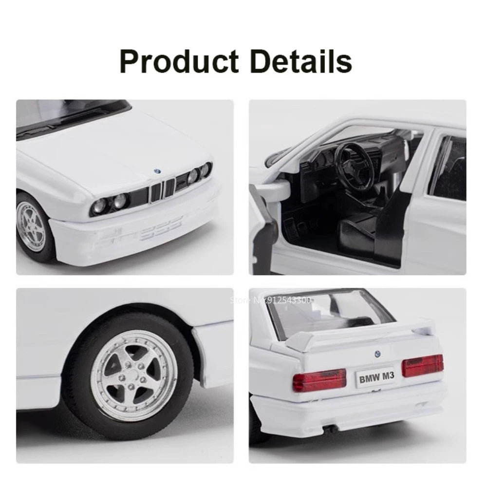 1/36 BMW M3 1987 Alloy Toys Car Model Metal Diecasts Toy Vehicles Authentic Exquisite Interior Pull Back 2 Door Opened Kids Gift