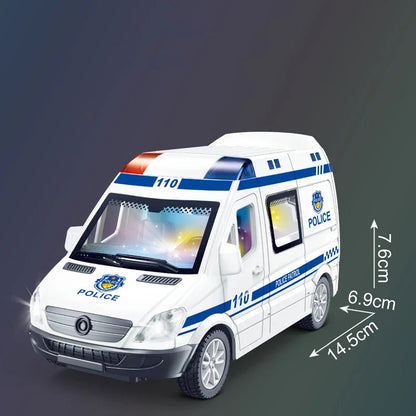 1:32 Mini Car Model Diecast Gifts Ambulance Fire-Truck Policecar Model Sound And Light Vehicle Simulation Collection Toys