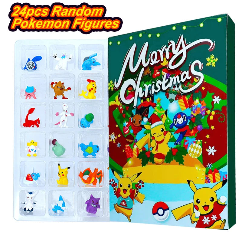 Pokemon Figure Advent Calendar Gift Box mini Pikachu Character Doll Bulbasaur Children Christmas Toy Gifts