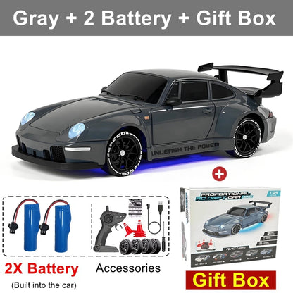 4WD RC Drift Car With LED Light 2.4G Radio 20KM/h High Speed Remote Control Racing Cars Vehicle Model Toy Gift for Boy Girl Kid