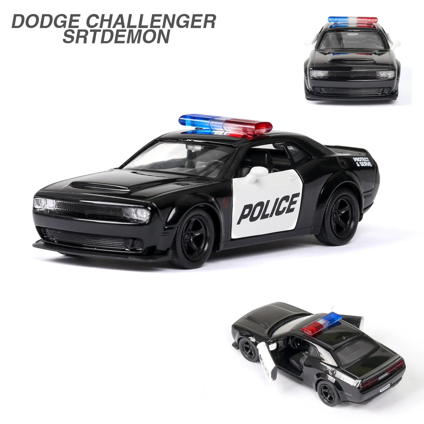 1/36 Alloy Diecast Car Models Toys Dodge Challe 2 Doors Opened With Pull Back Function Metal Sports Cars Model For Children Toys