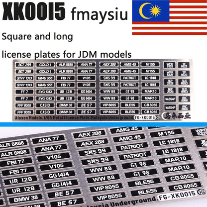 1:64 Alloy Car Model Alexen XK0001-XK0023 Metal License Plate Number Plate 1/64 Model Accessories Making Tools Hobbyist DIY