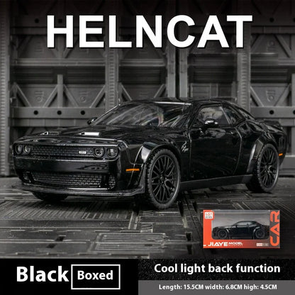 Dodge Challenger Hellcat Toy Car for 1: 32 Scale Die Cast Metel Cars Toy Pull Back Hellcat Model Cars With Sound and Light Hellc