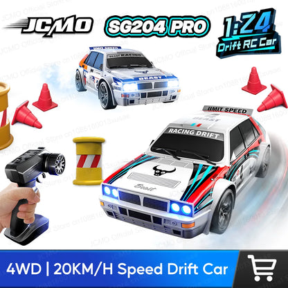 JCMO SG204 PRO Raceway Drifting RC Car 4WD 1:24 Scale High Speed 20KM/H 2.4G RC Racing Toy Car with LED Light For Children Gift