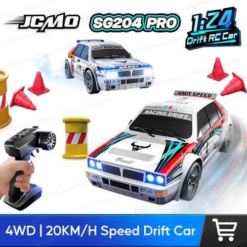 JCMO SG204 PRO Raceway Drifting RC Car 4WD 1:24 Scale High Speed 20KM/H 2.4G RC Racing Toy Car with LED Light For Children Gift