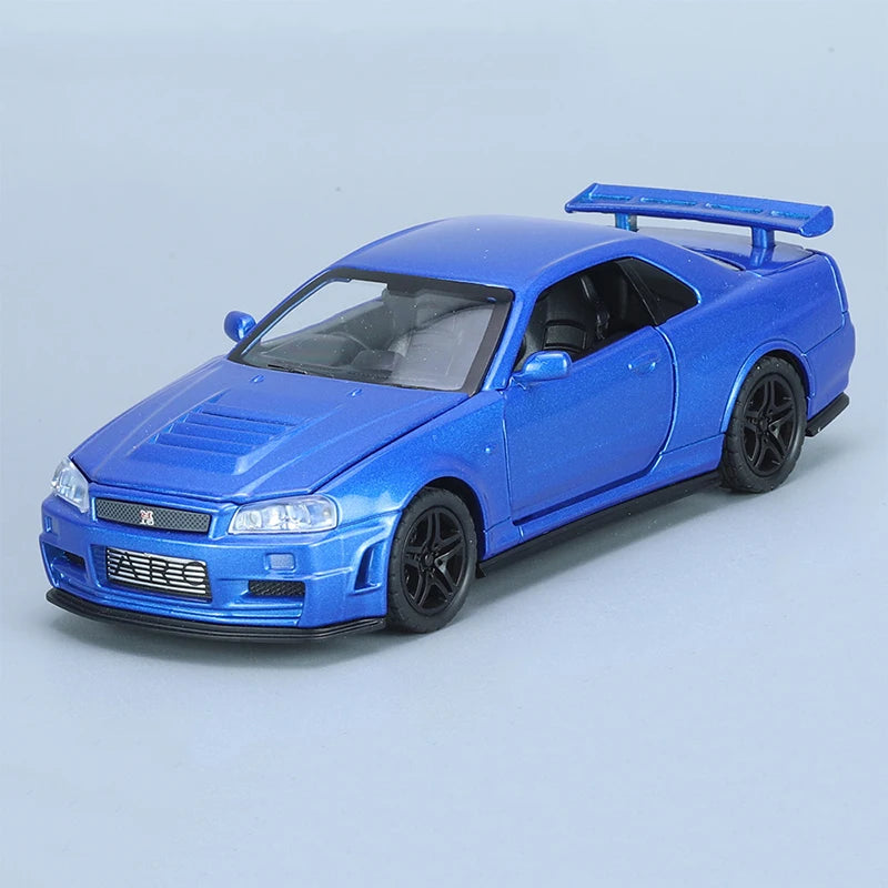 1:32 GTR R34 Super Racing Car Alloy Diecast Exquisite Model Fast Furious Sound Light Simulated Children Birthday Gift Boy Toy