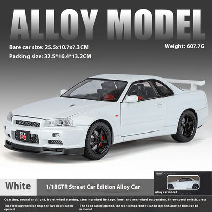 Nissan Skyline GT-R R34 1:18 Scale Alloy Die-Cast Model Car – Highly Detailed Collectible Replica - Boys' Gift Selection