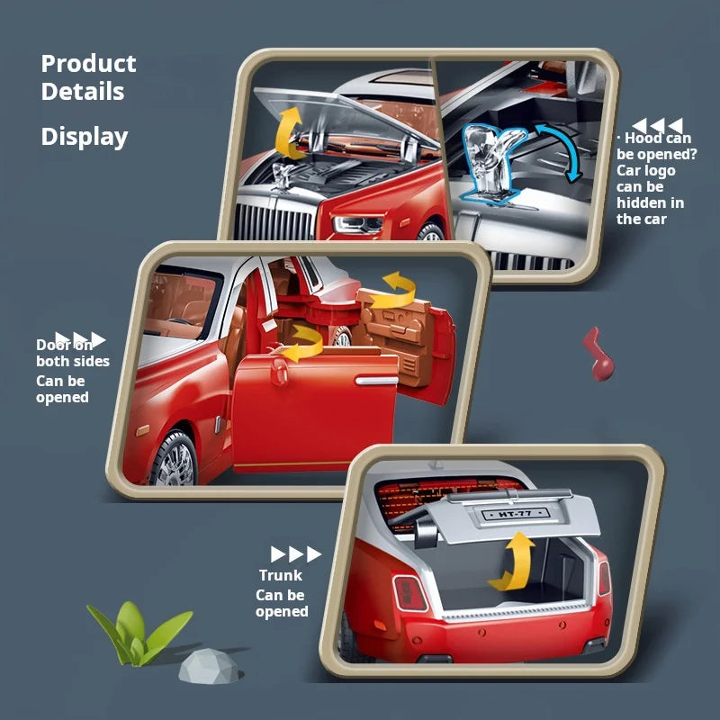 Simulation Rolls-Royce Phantom Model Car Model Ornaments Luxury Car Sedan Children's Toy Car Boy Collection with Box