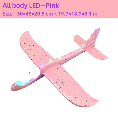50/33CM Big Flash Glider Foam Plane Hand Throw Light Inertial AirPlane Outdoor Launch Fun of Kids Toys for Children Boys Gift