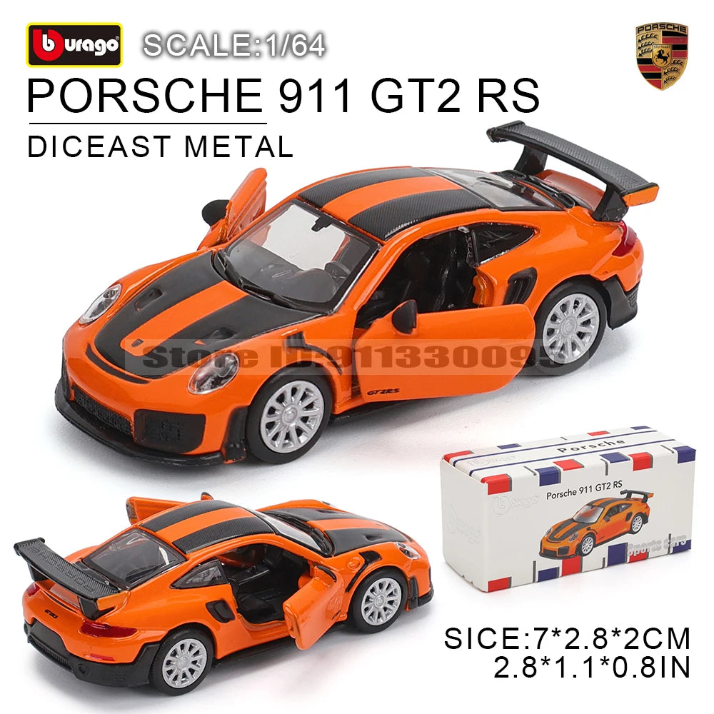 Bburago 1:64 golf Porsche 911 Shelby Raventon Mustang Lamborghini Collection Series Car Die Casting Model Children's Gift Toy