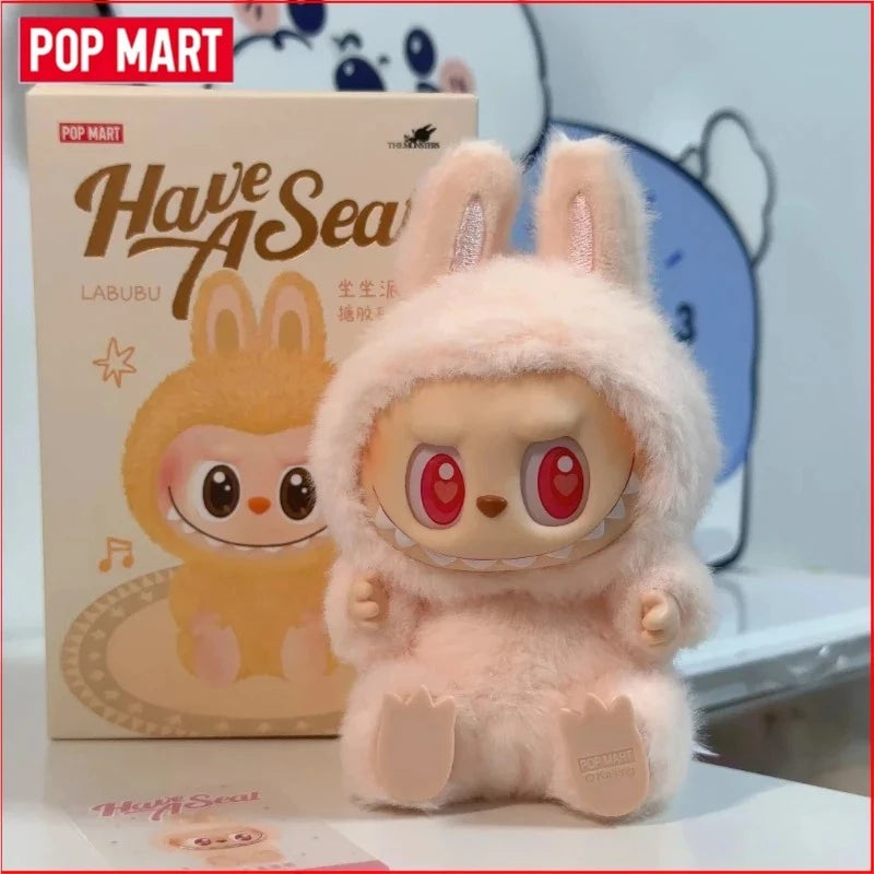 POP MART LABUBU  THE MONSTERS × Sanrio Characters Macaron  Front High Energy Have A Seat Cola Series Vinyl Plush Blind Box
