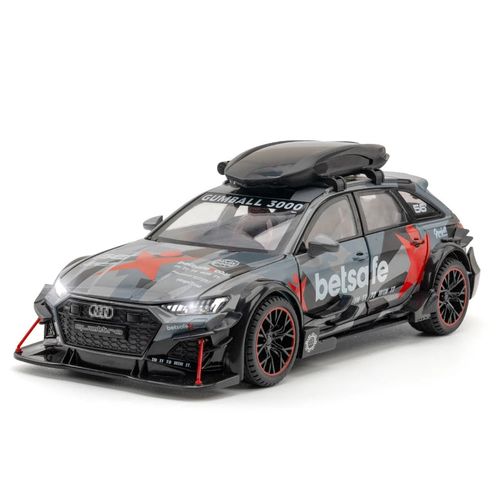 1/24 Audi RS6 Modified Vehicles Car Model Toys Alloy Diecast  With Pull Back Light & Sound Model Cars Boys Gifts For Children