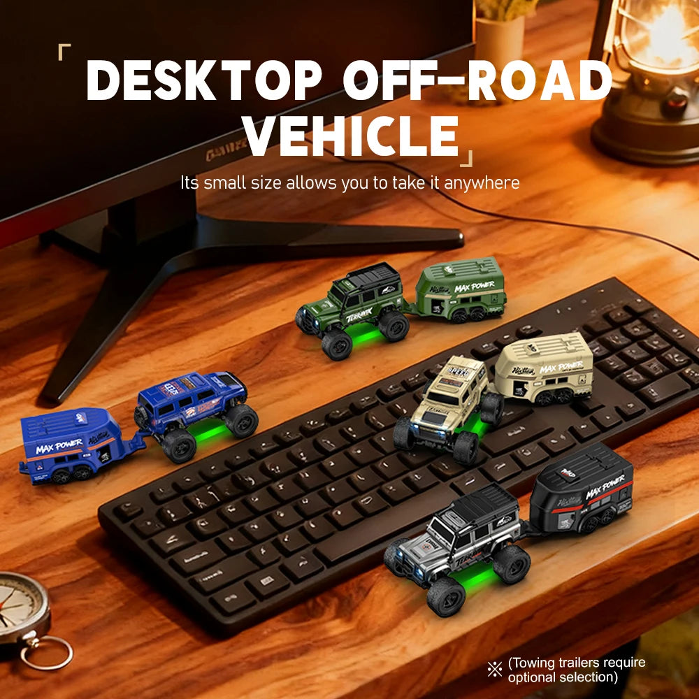 1:64 Remote Control Off-Road Vehicle 2.4G mini Desktop Remote Control Toy Car-with Tow Box Children's Holiday Gift