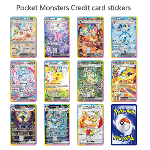 Sv8a PTCG Eevee Credit Card Skin Stickers Eeveelution Series Sticker for VISA Credit Card Debit Beautify Decoration No Residue