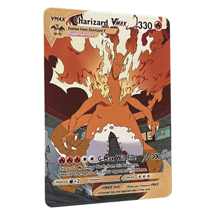 2025 NEW Pokemon Metal Card 10000 Points Arceus Charizard Super Card Golden English Mewtwo Vmax GX EX Anime Collection Cards Gif