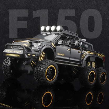 1:24 Pickup Trucks for Boys F150 Raptor Diecast Metal Model Car With Sound and Light for Kids Age 3 Year and Up