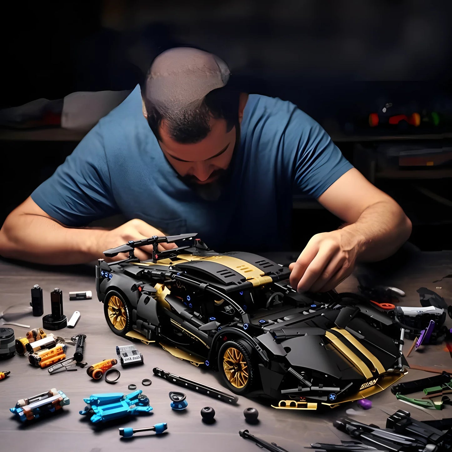 Technical Racing Sport Car Model Building Blocks technic adults 1:14 DIY Supercar Brick Puzzle Toys Kid Adult Gift（1280+granule）